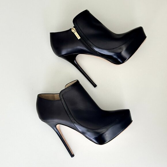 JIMMY CHOO 'Decoy' Black Leather Platform Ankle Booties Boots Size 38.5 - Picture 8 of 14
